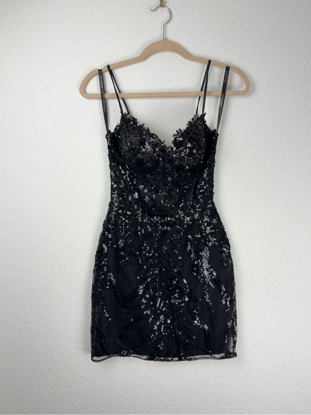 Sherri Hill Sequin Mini Corset Dress Black 4 - Picture 3 of 10